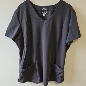 Health Pro Gray XL V Neck Scrub Top